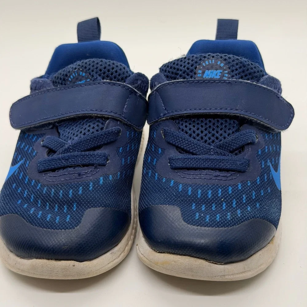 Nike Free RN Toddler Shoes Navy‎ Blue Hook and Loop Athletic Sneakers Size 6C